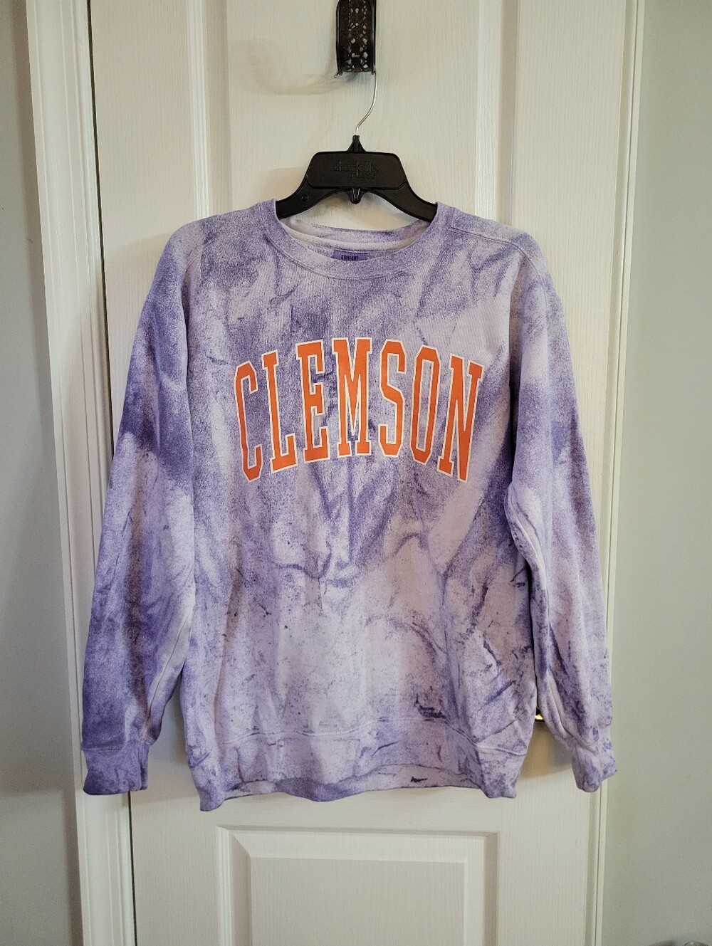 Comfort Colors Clemson Tigers Purple Orange Tie Dye Graphic Sweatshirt Medium